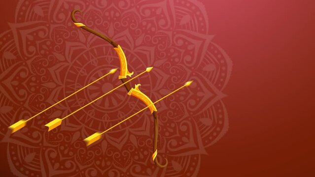 Happy Dussehra greetings in Hindi text Motion graphics/Bow and Arrows/ Typograpgy/Template.