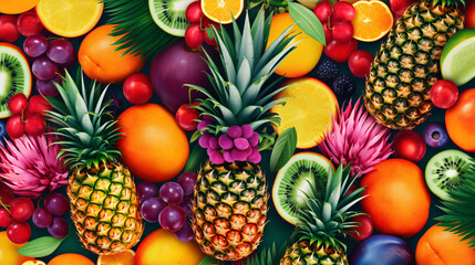  A colorful background with a variety of fruit