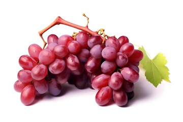 Fototapeta premium Red grape with leaf isolated on white background