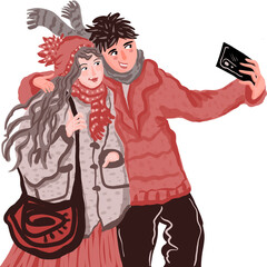 couple guy with a girl taking picture
