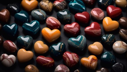 Fototapeta na wymiar Marble pebble stones in shape of heart. AI generated illustration