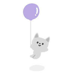 風船で浮いている猫のイラスト