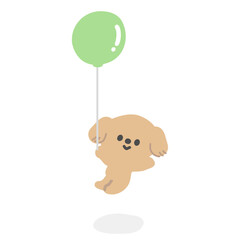 風船で浮いている犬のイラスト © misa
