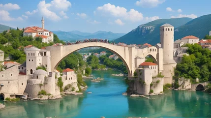 Photo sur Plexiglas Stari Most View of the  bridge in Mostar, Bosnia and Herzegovina