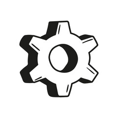 Gear wheel and cog wheel mechanism cartoon icon. Business concept innovation and movement. Vector illustration doodle style.