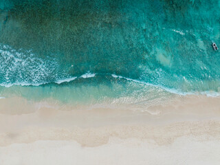 Beach Wave water in the Tropical summer beach with  sandy beach background