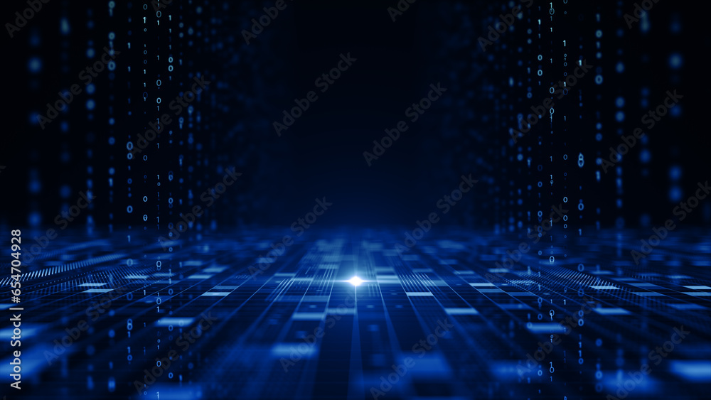 Poster digital cyberspace with number for big data, futuristic information technology with digital data net