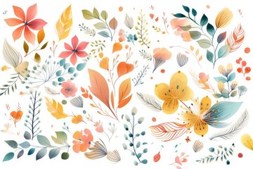 Obraz premium eye catching tropical blossom floral pattern in hand drawn style