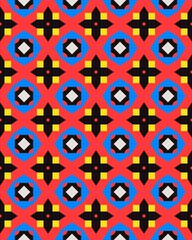 Seamless abstract ornament Geometric bright colored pattern with various elements backgrounds.