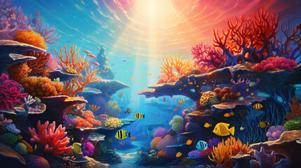 Fototapeta na wymiar A colorful coral reef