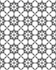 White and gray floral seamless pattern Background Traditional Arabic geometric ornament