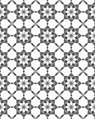 White and gray floral seamless pattern Background Traditional Arabic geometric ornament