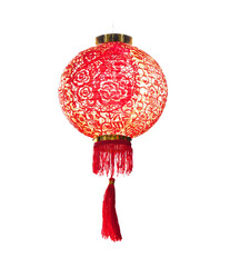Chinese lantern isolate on white for Chinese New Year background. - 654706904