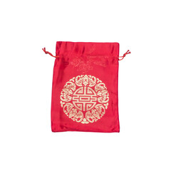 Red silky money bag. Lucky Pouch Chinese tradition. - 654706906