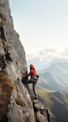  Female Climber on the Rock Face