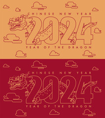 Chinese New Year, Year Of The Dragon, Vector Illustration Background 