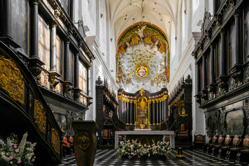 Gothic medieval Oliwa Cathedral in Gdansk	