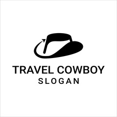 cowboy hat and plane travel vector logo