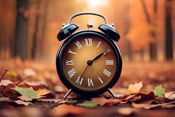 old alarm clock, autumn season