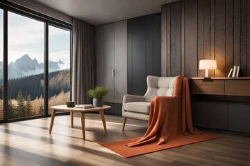 modern living room with fireplace