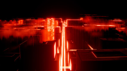 3d Render artwork visuals, fantastic animation Futurisc with lights. Concept dynamic and surreal background with lots of light spots