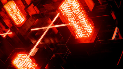 3d Render artwork visuals, fantastic animation Futurisc with lights. Concept dynamic and surreal background with lots of light spots