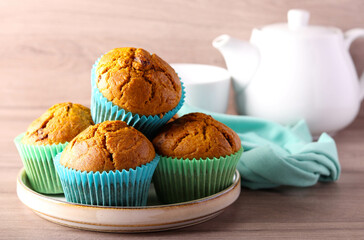 Pumpkin muffins with raisin