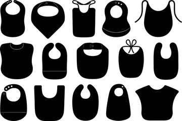 Set of different baby bibs isolated on white