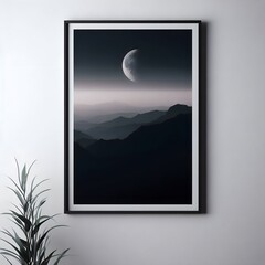 Black frame in a vertical orientation, detailed mockup, 3D representation.