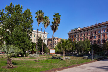 Piazza Vittorio Emanuele II city park in Rome, Italy
