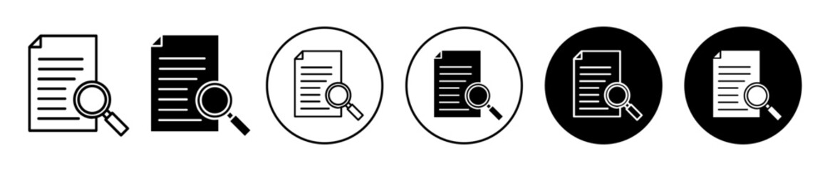 case study icon. Business report analysis or quality check with magnifier glass lens symbol. Document paper data research to find vector. Case study  page line logo. - obrazy, fototapety, plakaty