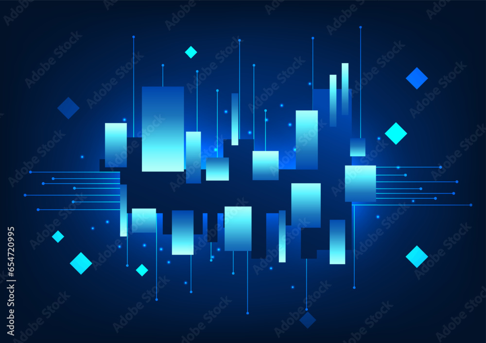Poster abstract technology background square geometric shapes overlapped on top of each other along with co
