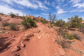 hiking the upheaval dome trail, canyonlands national park, usa