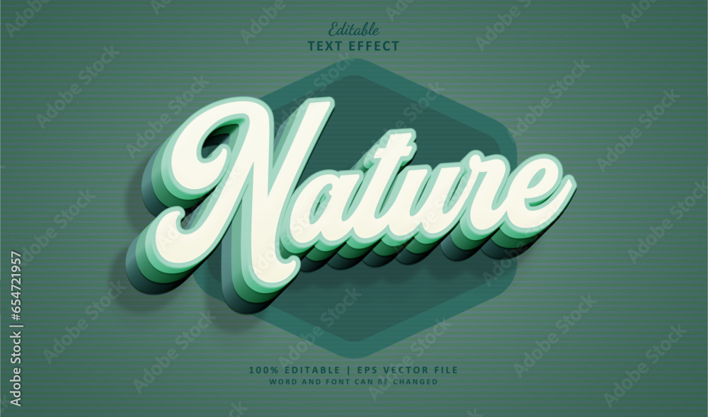 Fototapete text effect nature style. editable text effect style vintage retro old.