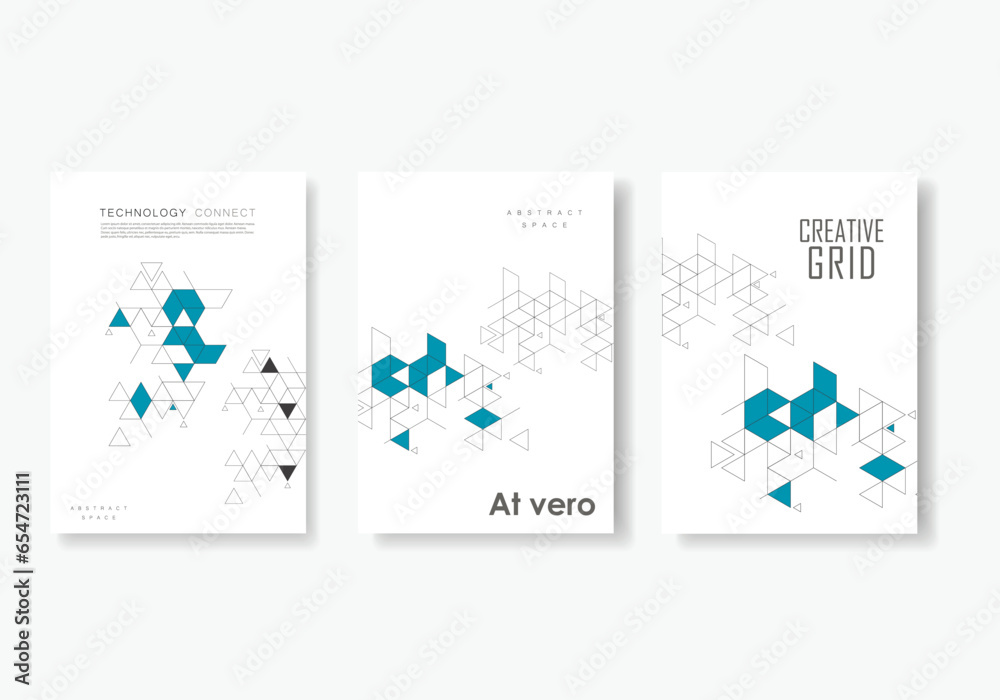 Poster Minimalistic triangles shape graphic. Vector abstract black connect lines futuristic design. Technology art modern illustration