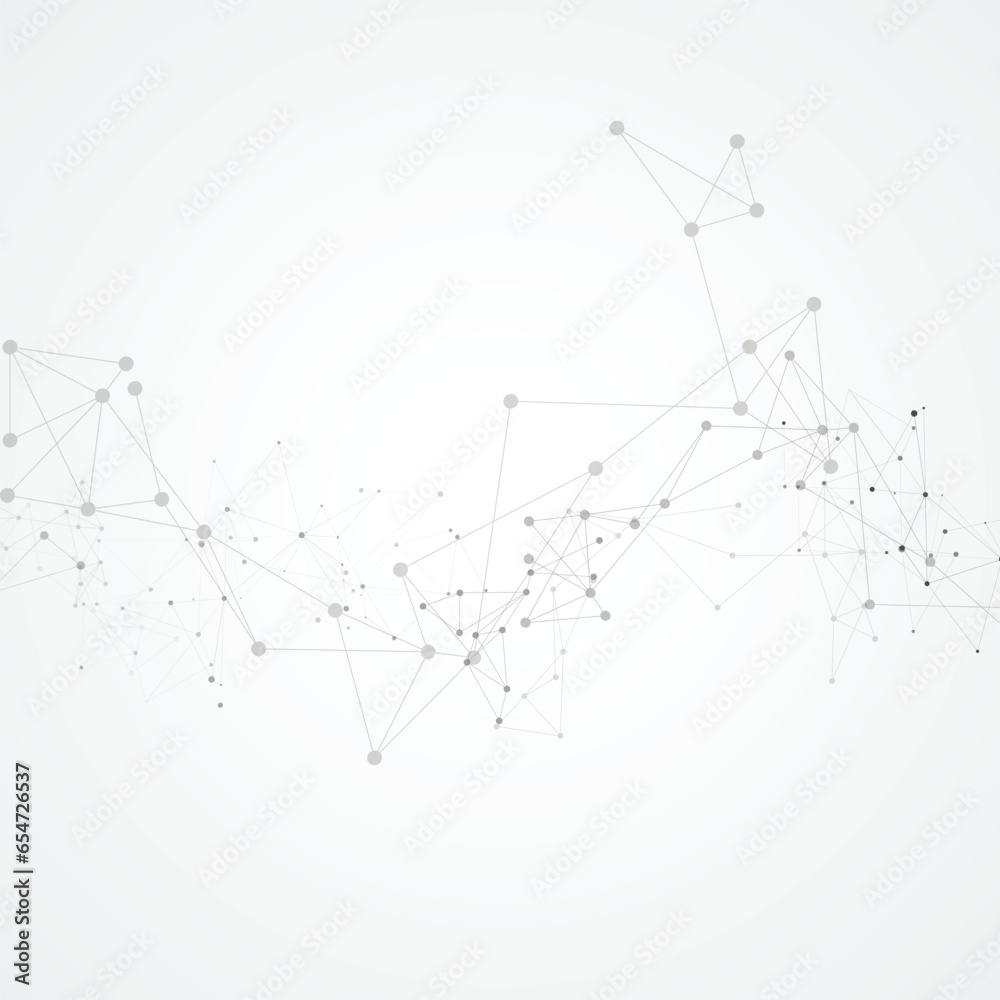Poster Connection dots and lines background. Minimal molecule background. Lines network vector technology