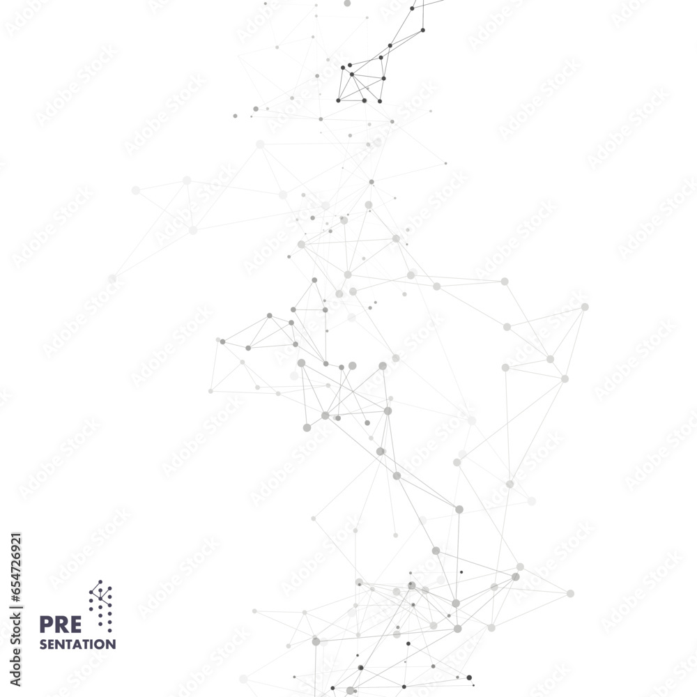 Aufkleber Abstract connect shapes with dots and lines. Vector science background. Polygonal network design
