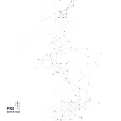Abstract connect shapes with dots and lines. Vector science background. Polygonal network design