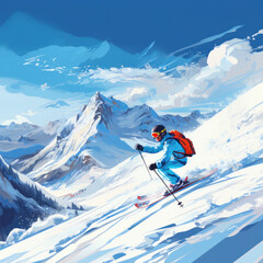 Skiing. Graceful glides down snow-covered mountains