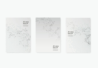 Abstract molecules brochure design. Vector cover template. Connect dots and lines. Text frame surface. Vector front page font design