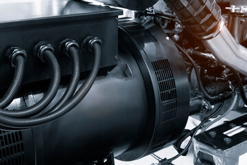 diesel engine. Fragment of a diesel motor close-up. Selective on the fuel injection in the the...