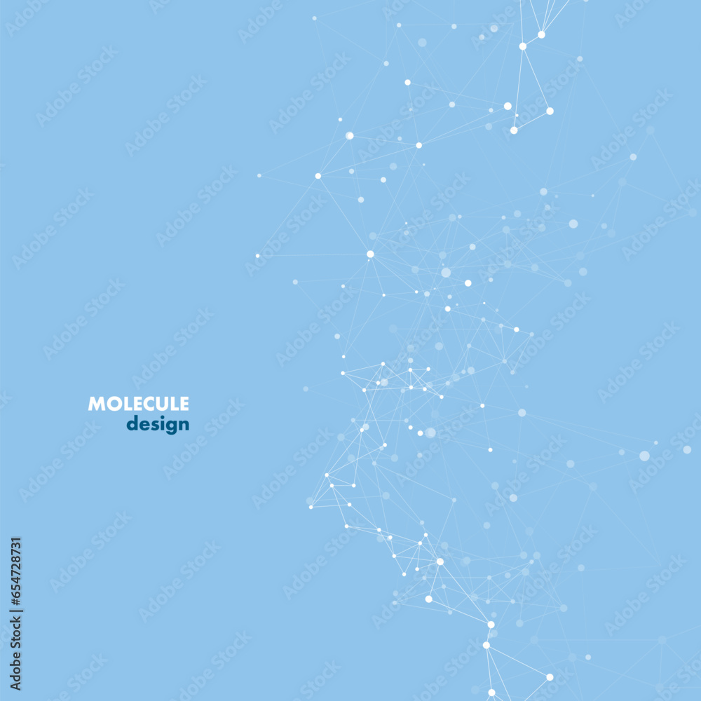 Poster Abstract polygonal with connecting dots and lines. Network science background. Biology polygonal modern mesh