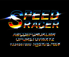 Speed style font design, alphabet