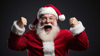 Emotional Santa Claus on isolated background - obrazy, fototapety, plakaty