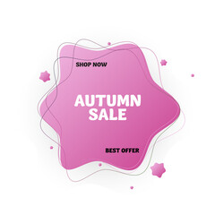 Autumn sale banner. Sale offer. Gradient shape badge, discount text. Vector illustration