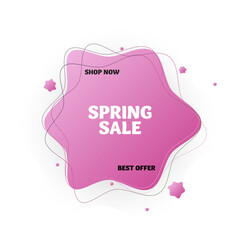 Spring sale banner. Sale offer. Gradient shape badge, discount text. Vector illustration