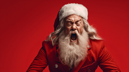 Emotional Santa Claus on isolated background - obrazy, fototapety, plakaty