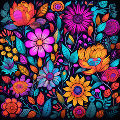 seamless pattern with flowers, ornament, texture 