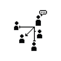  this is Management icon 1 bit style in pixel art with black color and white background ,this item good for presentations,stickers, icons, t shirt design,game asset,logo and your project.
