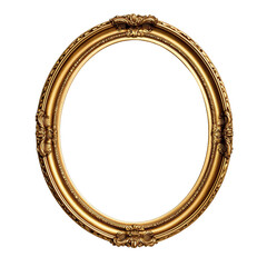 Antique gold picture frame isolated on white background